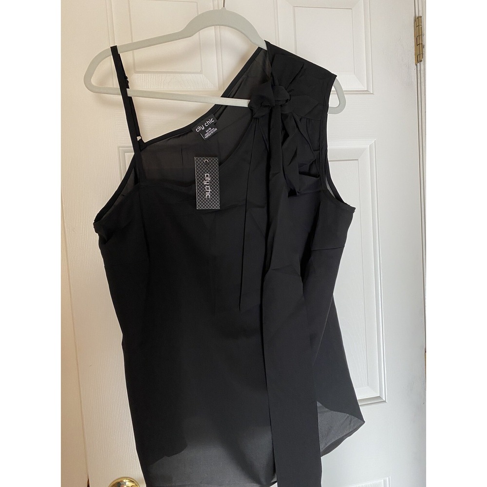 City Chic Womens Black‎ A LA MODE  Blouse Top Plus M 18 NWT